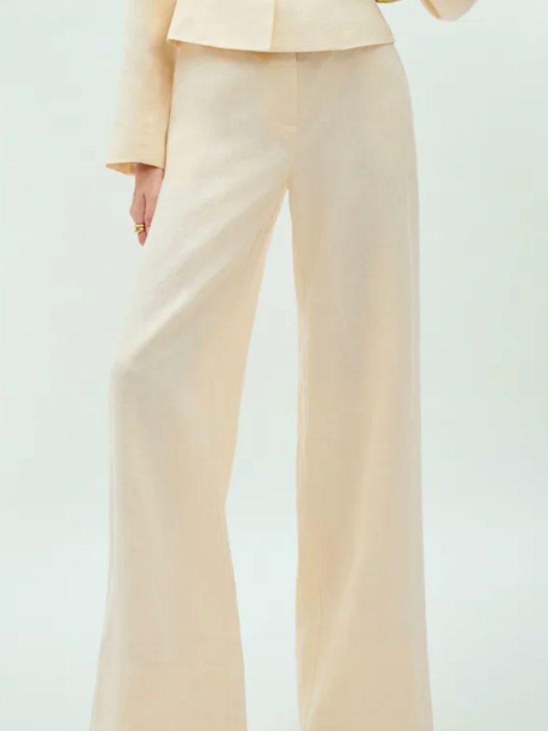 Reformation Banks Linen High Rise Wide Leg Pant Ivory - Size 0
